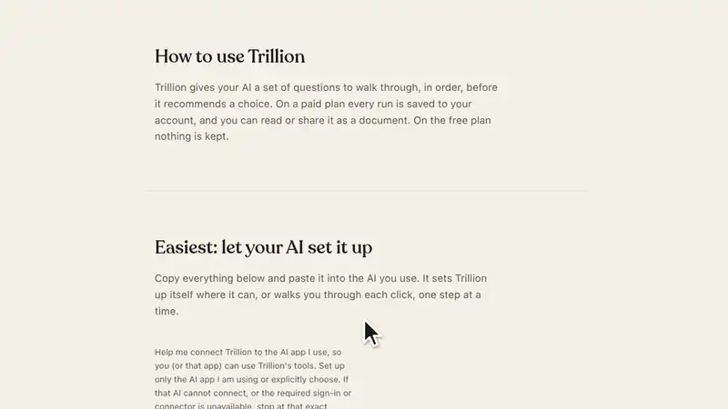 A recording of the Trillion guide to connecting your AI: one prompt to paste into your AI, then the steps for Claude and ChatGPT.